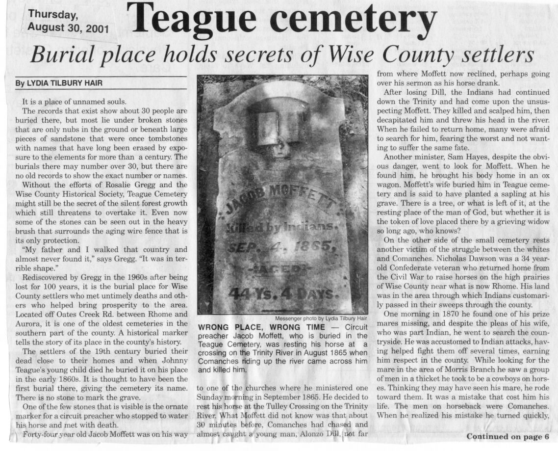 Teague Cemetery, Wise County TX